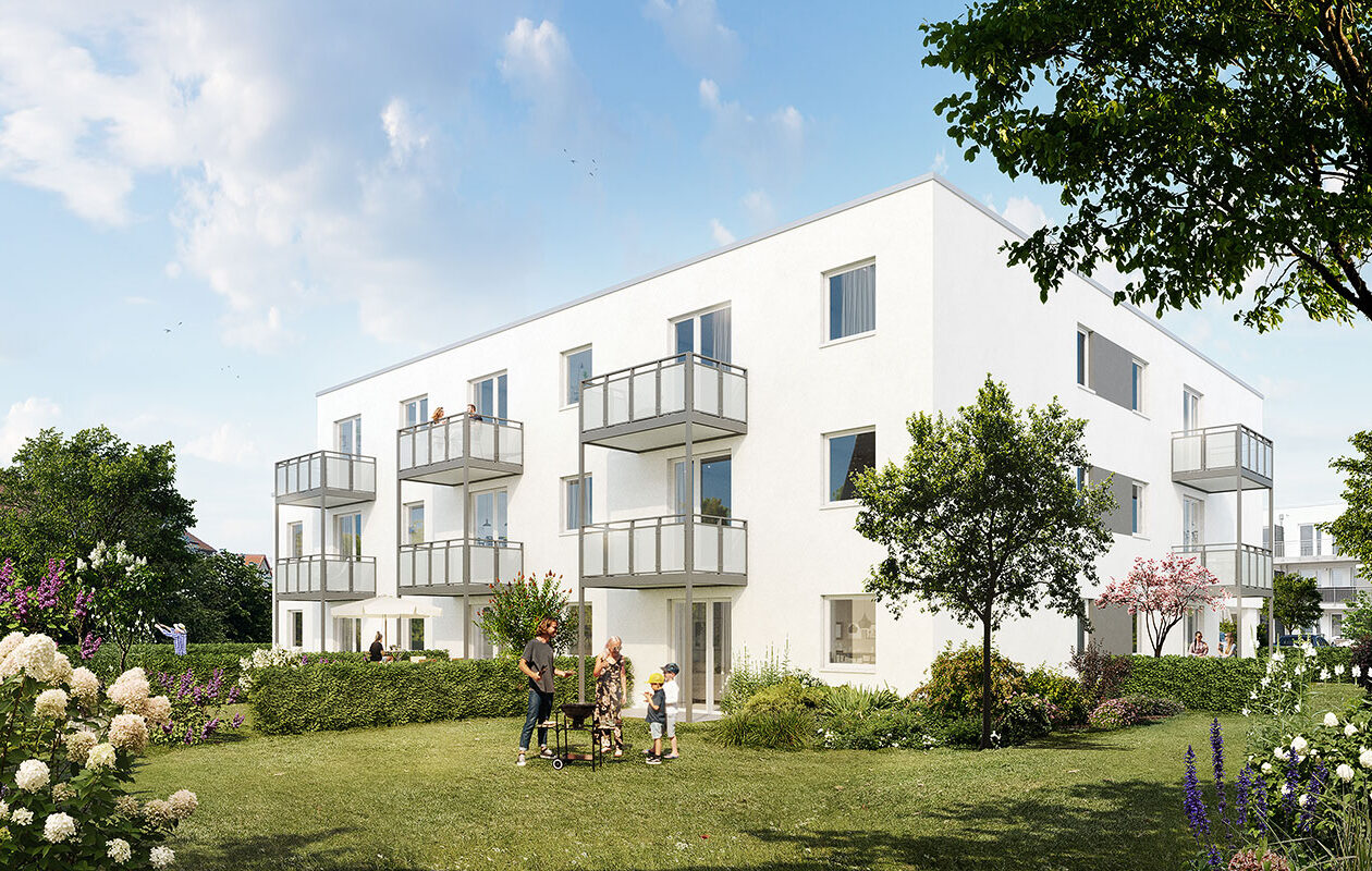 Mehrfamilienhaus in Lindhorst. Gartenansicht.