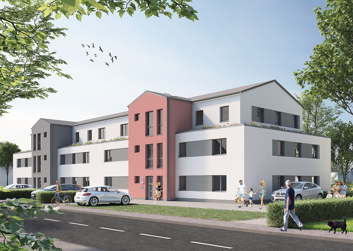 Mehrfamilienhaus in Lindhorst. Straßenansicht.