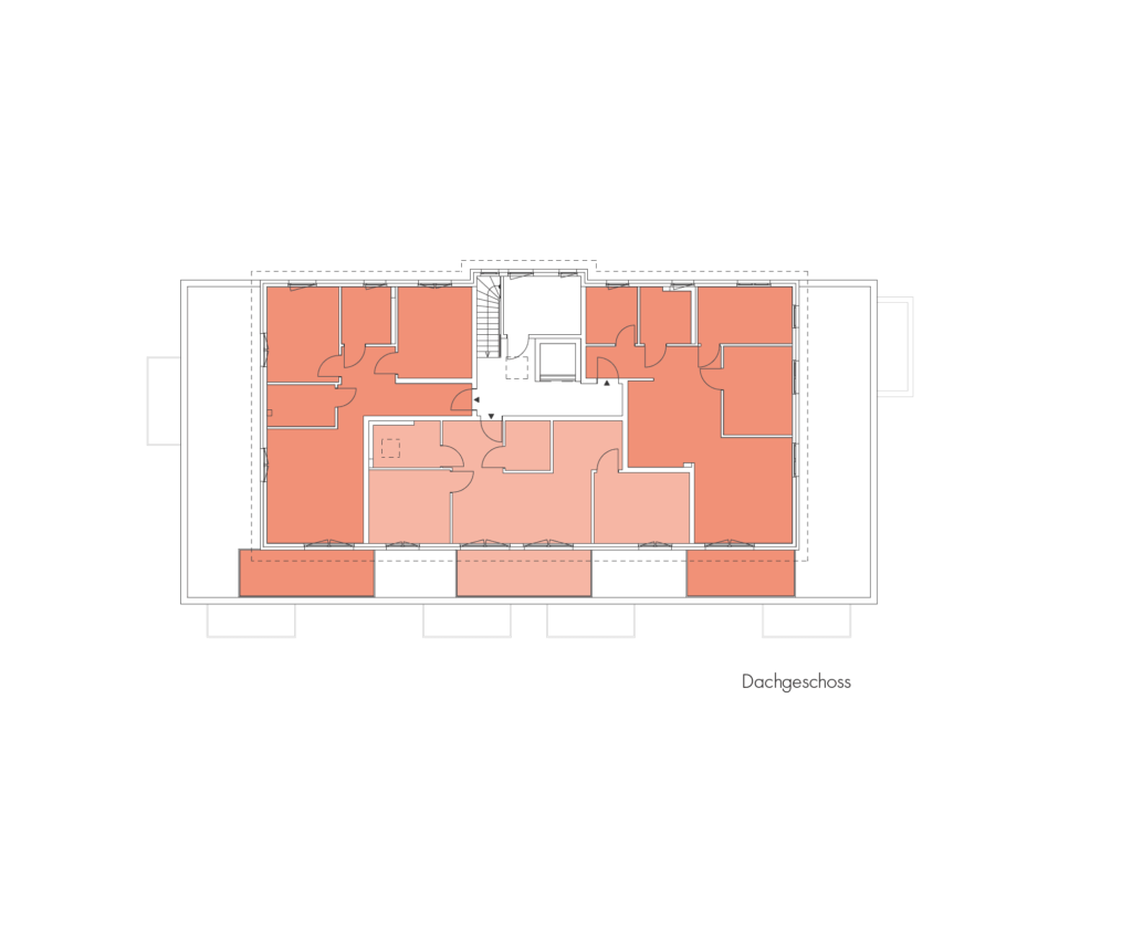 Grundriss Dachgeschoss des Mehrfamilienhauses am Forellensee in Heisede mit Penthouse-Wohnungen und Dachterrassen